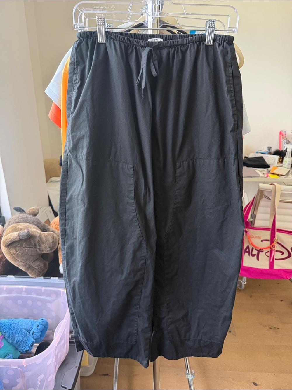 pistola Black Wide-Leg Drawstring Joggers